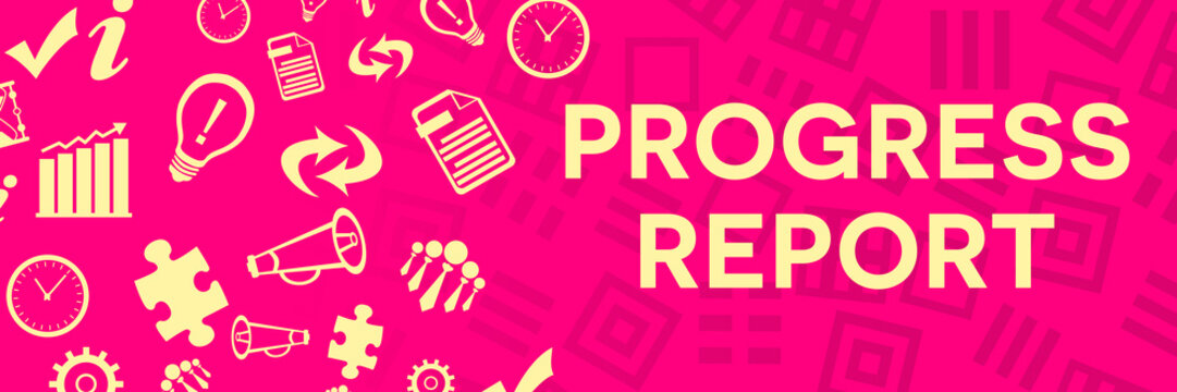 Progress Report Business Symbols Random Circular Pink Left 