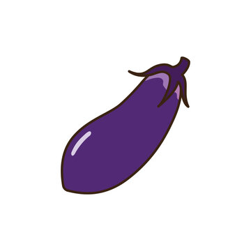 シンプルかわいいナスのベクターイラスト／Simple and cute eggplant vector illustration