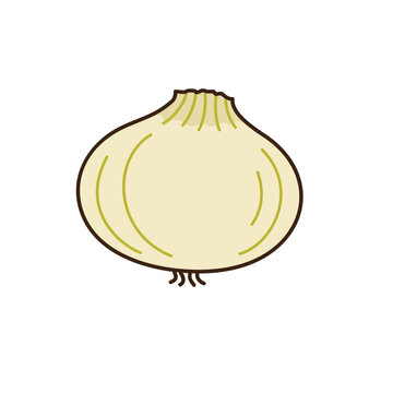 シンプルかわいい新玉ねぎのベクターイラスト／Simple and cute vector illustration of a new onion