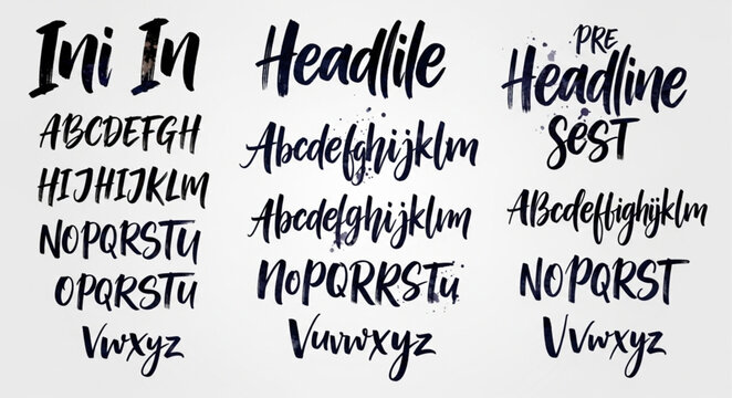 Brush Script Font Samples Alphabet Letters and Words.