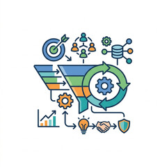Fototapeta premium Business process optimization and workflow management concept illustration.