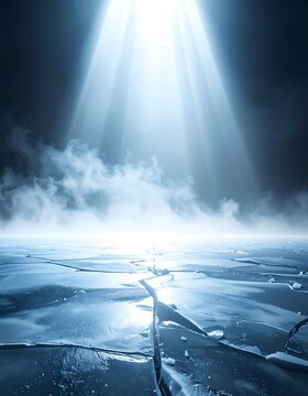 Dramatic Ice Landscape with Heavenly Light.
