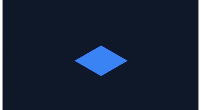 Minimalist blue isometric diamond shape pulsing on dark animation background