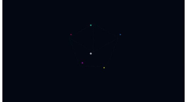 Minimalist geometric pentagram network animation with pulsing colorful nodes animation