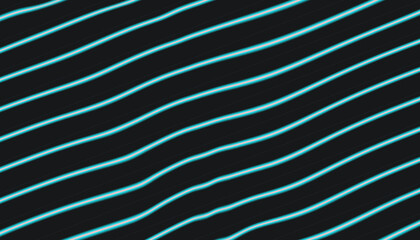 Naklejka premium Abstract Thin Diagonal Cyan Neon Glowing Lines Pattern on Black Background, Futuristic Technology Digital Art Wallpaper