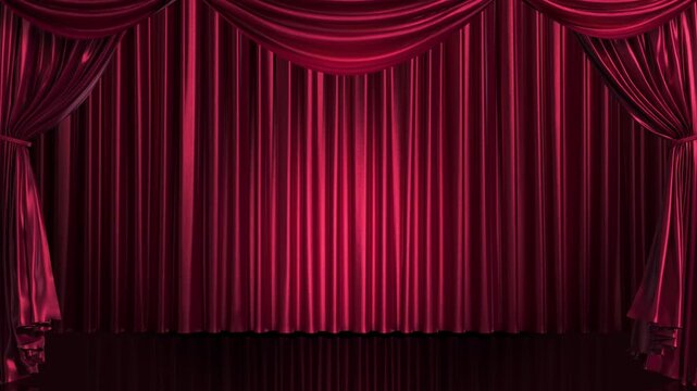 Red velvet Curtains opening with color matte