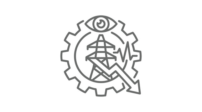 Energy crisis icon showing power grid failure in gear.