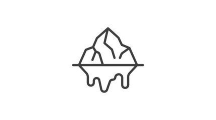 Iceberg tip with hidden underwater mass line icon. © SHOLEH