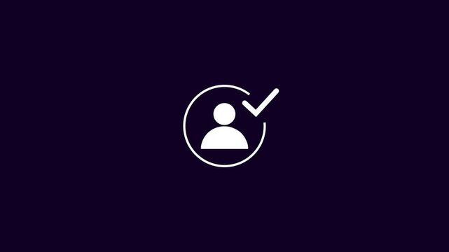 verified user profile with a check mark icon animated.