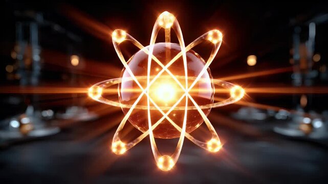 Luminous atom structure graphic