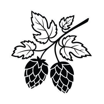 Hops branch with cones and leaves icon hops, brewing, beer, ingredient, plant