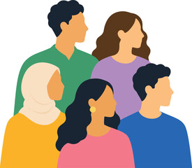 Fototapeta premium Diverse Community Portrait Multicultural People Illustration
