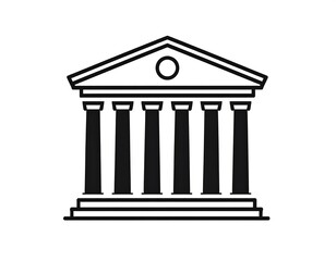 Obraz premium Black Classical Building Icon Isolated on Light Background