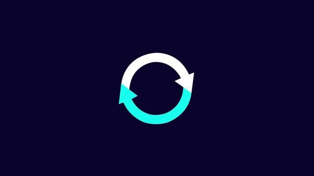 Refresh icon animation on black transparent background, More, Searching, Updating