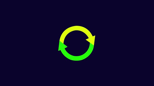 Refresh icon animation on black transparent background, More, Searching, Updating