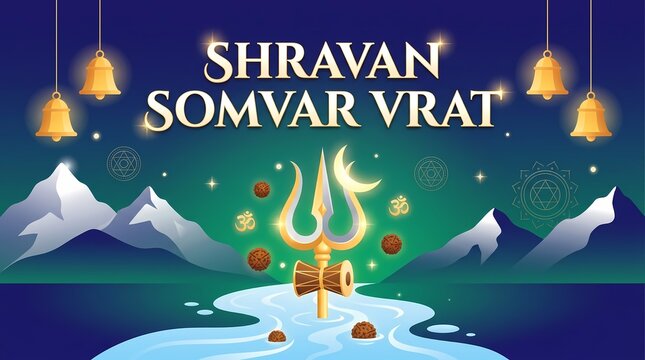 Shravan somvar vrat poster with lord shiva trishul and damru