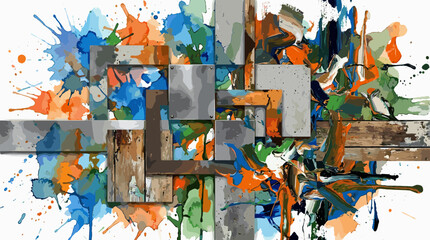 Fototapeta premium Vibrant Abstract Artwork with Geometric Shapes.