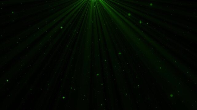 Green rays of light with particles glowing emerald beam cinematic abstract background