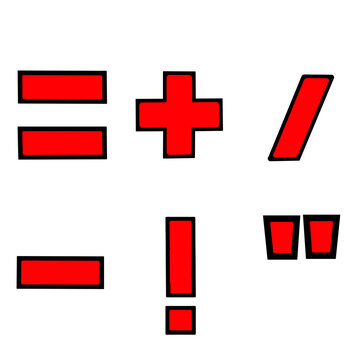 basic math equation symbols and punctuation