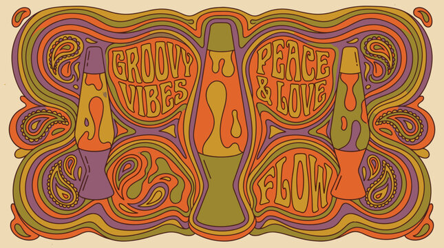 Vibrant lava lamp groovy vibes relax.