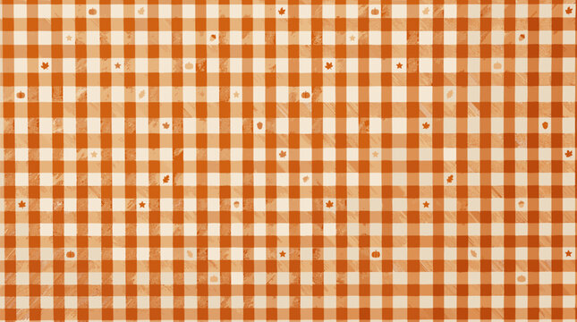 Vibrant Orange Plaid Pattern Texture Background.