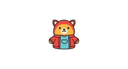 Fototapeta premium Cute cartoon bear in red hood.