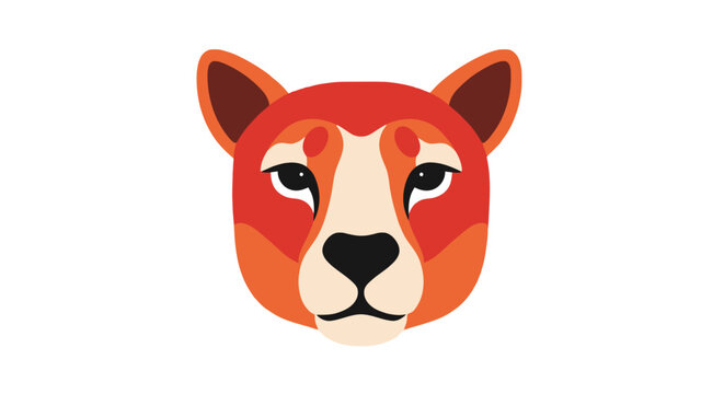 Stylized orange puma head portrait on white background