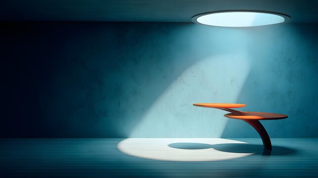 rectangle casting elongated shadow across smooth surface in empty space