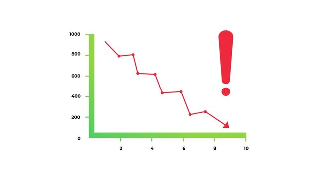 Red downward arrow as a symbol of failure