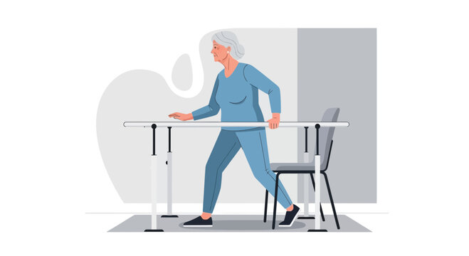 Senior Woman Doing Physical Therapy Exercises, Rehabilitation, Wellness