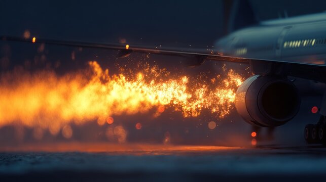 Burning jet engine