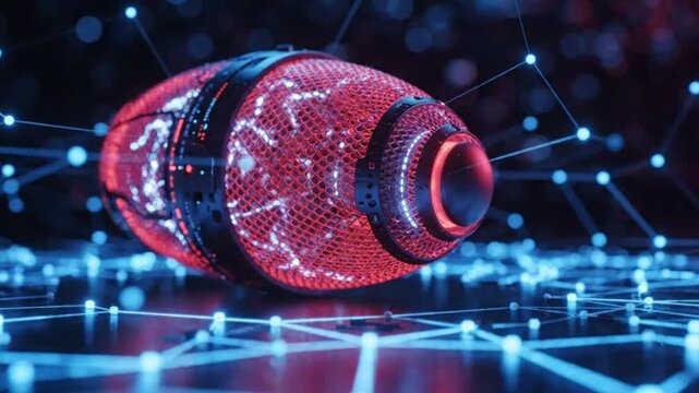 Futuristic glowing core symbolizing advanced artificial intelligence within an interconnected digital neural network, representing data processing and cutting-edge technology evolution