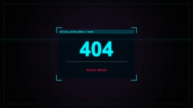 Digital Glitch Error 404 Page Not Found Screen.