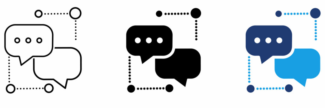 Global Digital Chat Network Icon Collection. Containing Speech Bubbles, Messaging, Conversation, Texting, and Online Support.