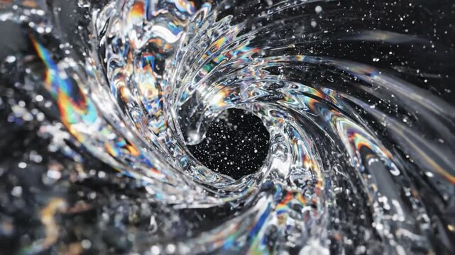Abstract swirling liquid crystal formation with lens flare and rainbow effect