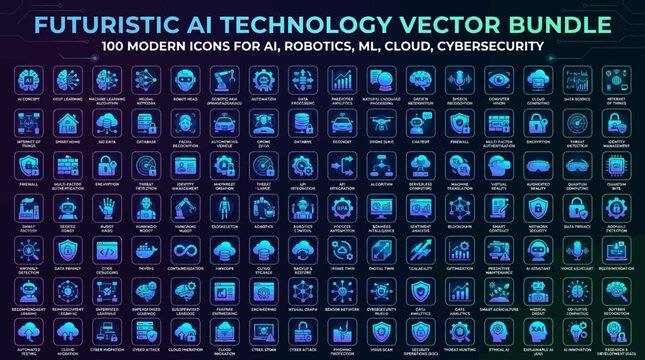 Blue binary code background with seamless web and media icon pattern vector design