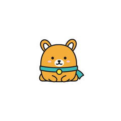 Cute Cartoon Brown Bear Cub Sitting. © Sera