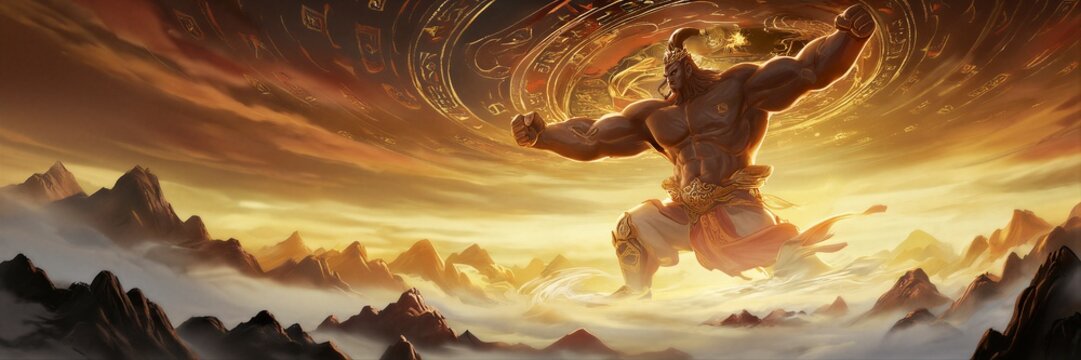 Pangu Separates Sky And Earth Myth Scene