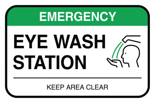 Emergency eyewash station sign with human head outline vector illustration