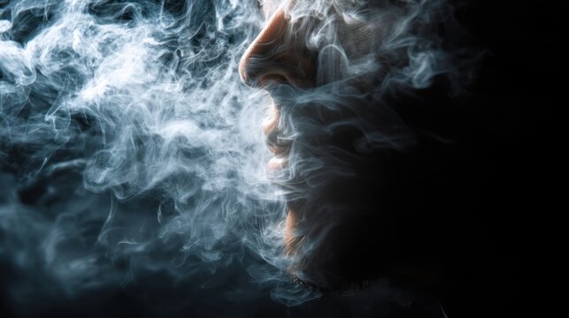 Person exhaling smoke