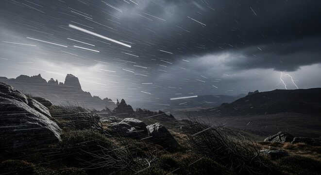 Dramatic landscape night sky