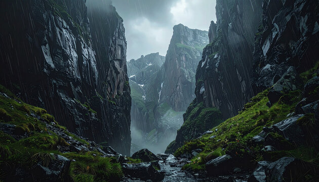 Dramatic rocky mountain landscape