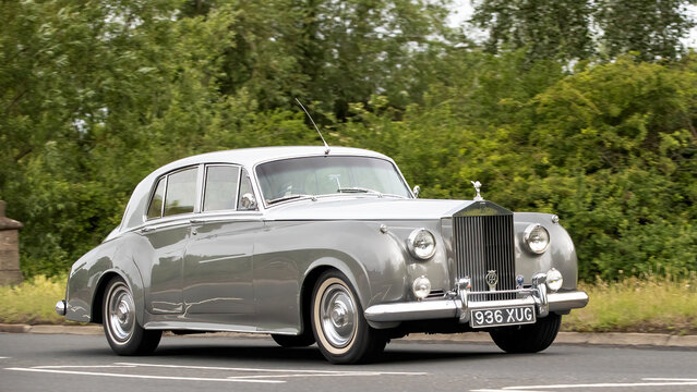 Stony Stratford,Bucks,UK - June 7th 2026: 1956 Rolls Royce Silver Cloud classic British car driving on a British road