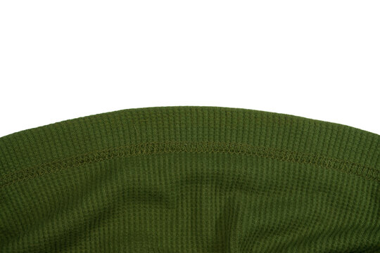 Green ribbed fabric texture on png background.