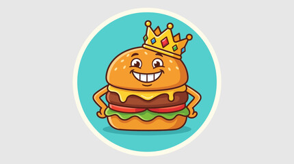 Fototapeta premium Funny fast food cartoon illustration featuring hot dog character, hamburger, cheeseburger, sandwich, and other food items like bun, cheese, lettuce, tomato, and meat
