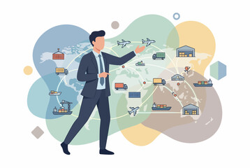 Naklejka premium Business Professional Monitoring Global Logistics and Supply Chain