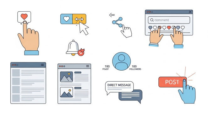 Collection of Internet Icons and User Interface Elements.