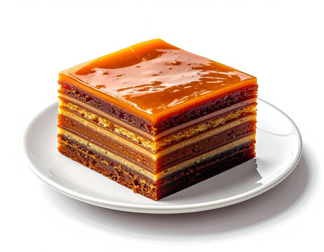 Exquisite traditional Indonesian bakery dessert photography showcasing a square slice of golden layered Lapis Legit.