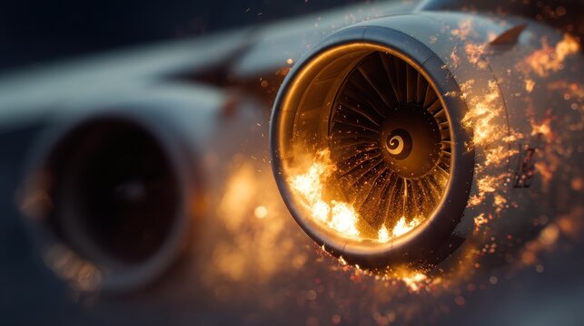 Burning jet engine