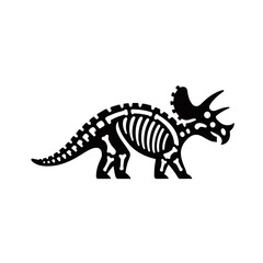 Fototapeta premium A black and white illustration of a Triceratops skeleton, showcasing its skeletal structure and iconic horns.